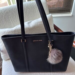 Michael Kors Black Tote with Fur Charm